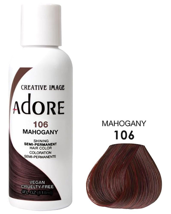 ADORE SEMI-PERMANENT HAIR COLOR - 106 MAHOGANY 4OZ