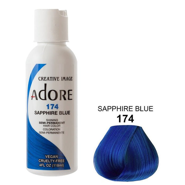 ADORE SEMI-PERMANENT HAIR COLOR - 174 SAPPHIRE BLUE 4OZ
